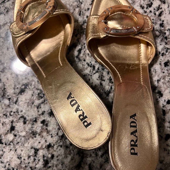 Prada Gold Leather Slide Sandals - Size 38.5 ( US 8.5) - Picture 6 of 6